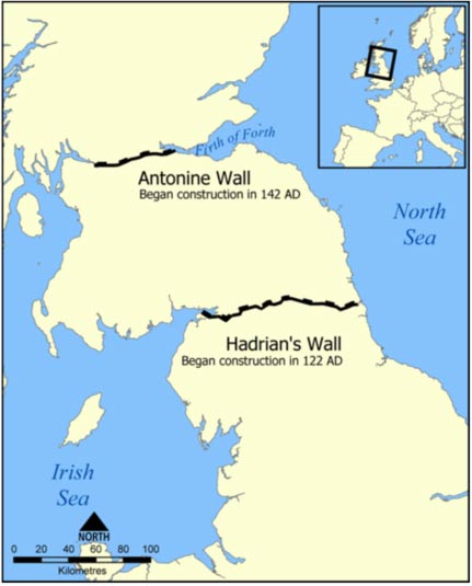 Ubicación de la Muralla de Adriano