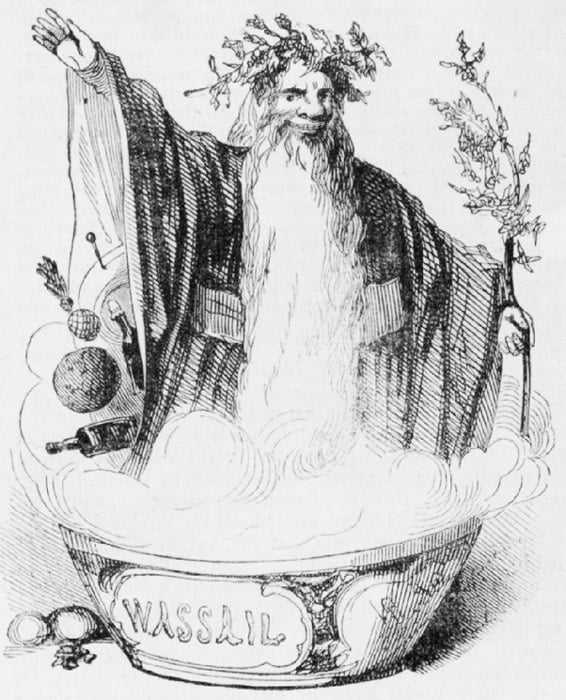 ‘Old Christmas’, 1842. He wears a crown of holly upon his head.