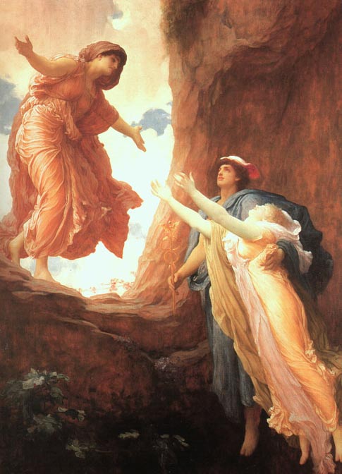 'El regreso de Perséfone' por Frederick Leighton;  los investigadores no están seguros por qué el templo de Deméter y Perséfone, que identificaron basan en una estatua, se orientó al acimut lunar.