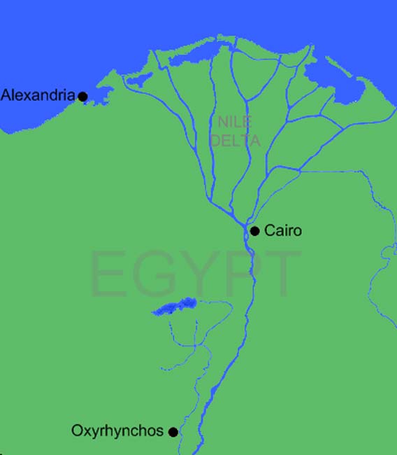 Map of the location of Oxyrhynchos (Oxyrhynchus). 