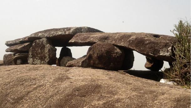 Megalithic Dolmen (said to be world's large single capstone as a dolmen with 36ft in length and 14ft in width and 2ft thickness) of early Iron Age at Dannanapeta, India