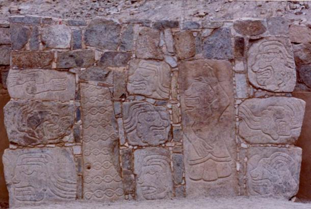 Monoliths at Cerro Sechin depicting warriors and prisoners, the latter are dismembered 