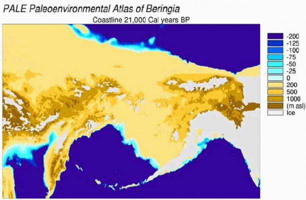 Un gif animado de la Administración Nacional Oceanográfica y Atmosférica de Estados Unidos muestra la progresión de tierra seca que conectaba Asia y Alaska hace 21.000 años para el agua que los separaba hace unos 10.000 años.