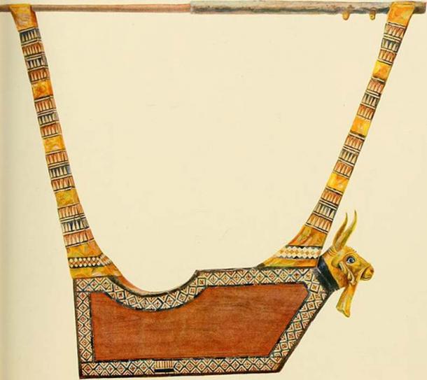 The Queen's Lyre from Woolley's published record of the discovery. 