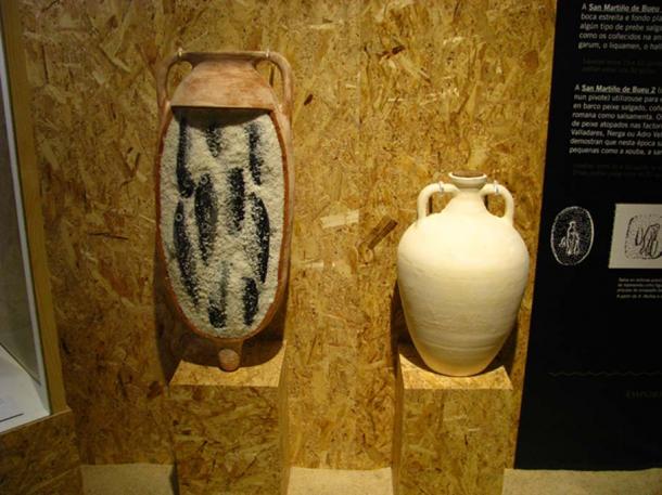 Salt filled amphorae which would have been used in the preservation of fish. Museo do Mar in Vigo, Spain.