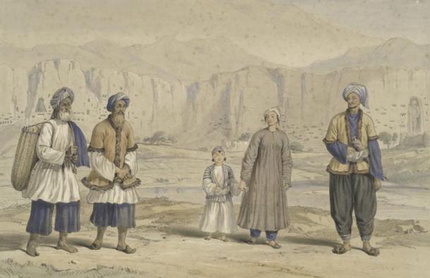 Tayikos en Bamiyan (1843).