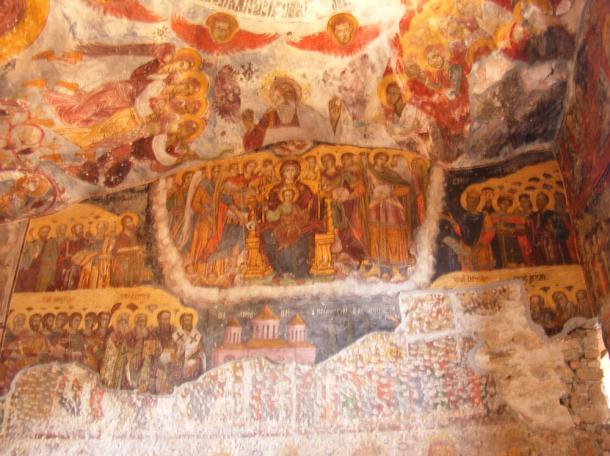 Impressive frescoes inside the Sumela Monastery