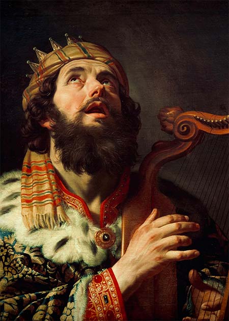 King David playing the harp, by Gerard van Honthorst. (Public domain)