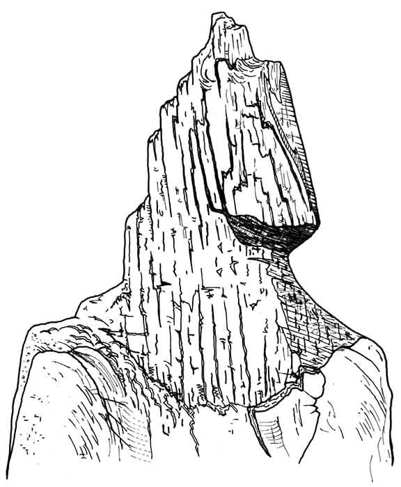 Drawing of the idol’s head. (Rathcroghan Visitor Centre)