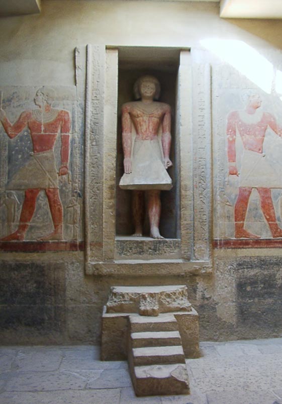 False door with life-sized representation of the deceased stepping through it. Tomb of Mereruka