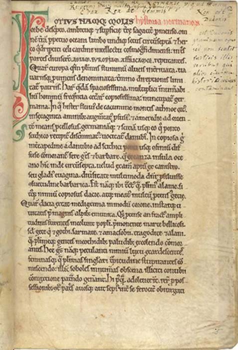 Page from "History of the Normans," by Dudo of Saint-Quentin. (Public Domain)