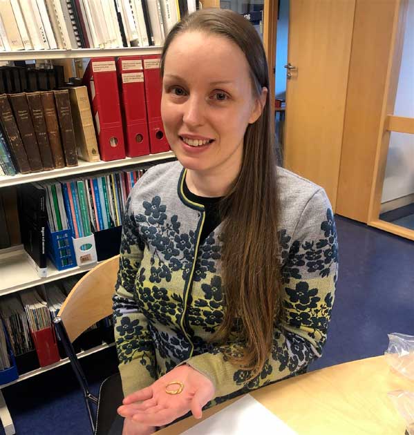 Mari Ingelin Heskestad of Norway, browsing online for jewelry, bought a jumbled collection of jewelry in an online auction that contained this Viking ring likely worn by a Viking chief. Source: Vestland County Municipality