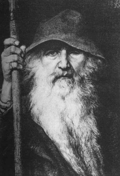 Odin „rătăcitorul” este ritualul părții lui Odin a acestui zeu, care observă toată viața și vede cunoștințe superioare.  (Georg von Rosen / Domeniul public)