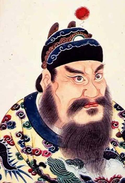 Pintura del retrato de Qin Shi Huangdi, primer emperador de la dinastÃ­a Qin, Ã¡lbum de retratos de emperadores chinos en el siglo XVIII. (Dominio publico)