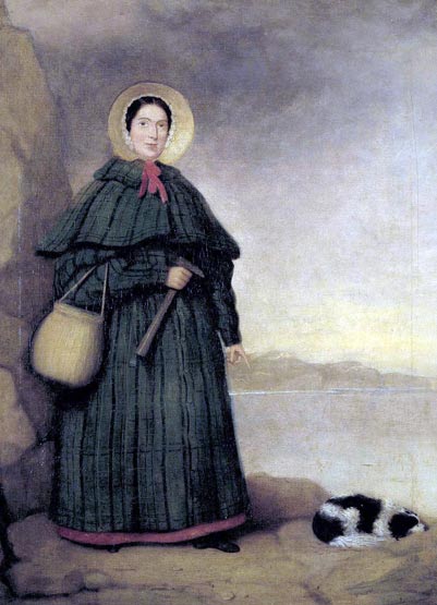 Portrait of Mary Anning, English fossil collector and paleontologist.