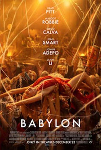 Poster for the film Babylon, Damien Chazelle, 2022, showing the orgy-like party. (Author Provided/ The Conversation)