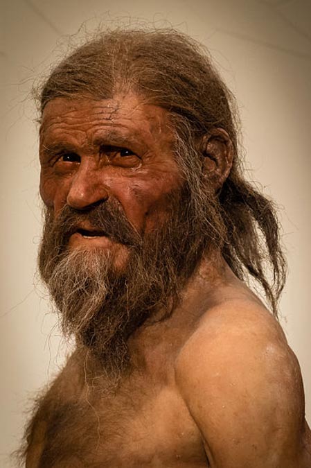 Scυlptυre of what Ötzi may have looked like wheп he was alive.