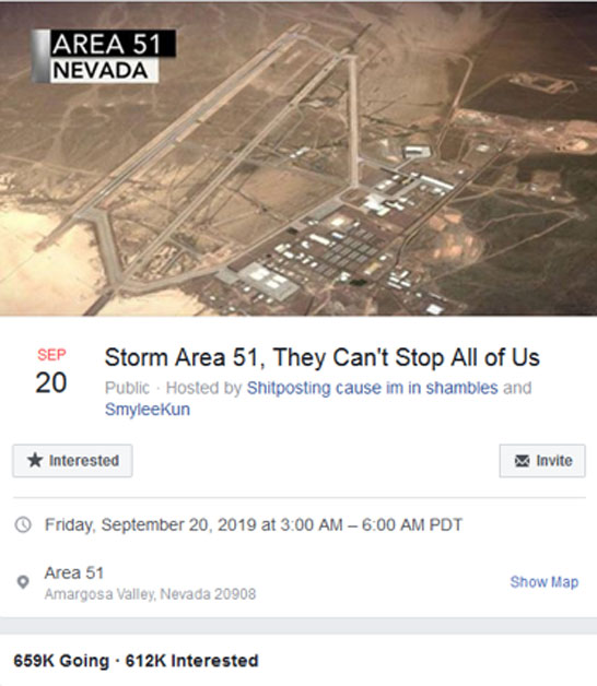 ‘Storm Area 51, They Can’t Stop All of Us.’ (facebook.com)
