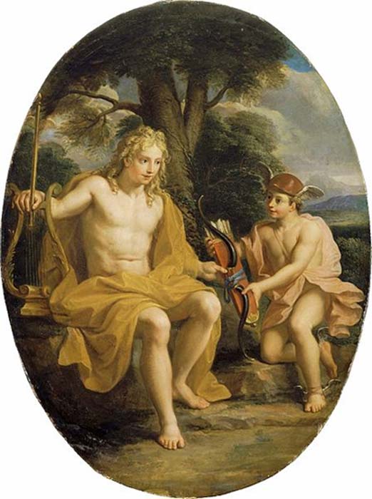 The friendship of Apollo and Hermes. (Shuishouyue / Public Domain)