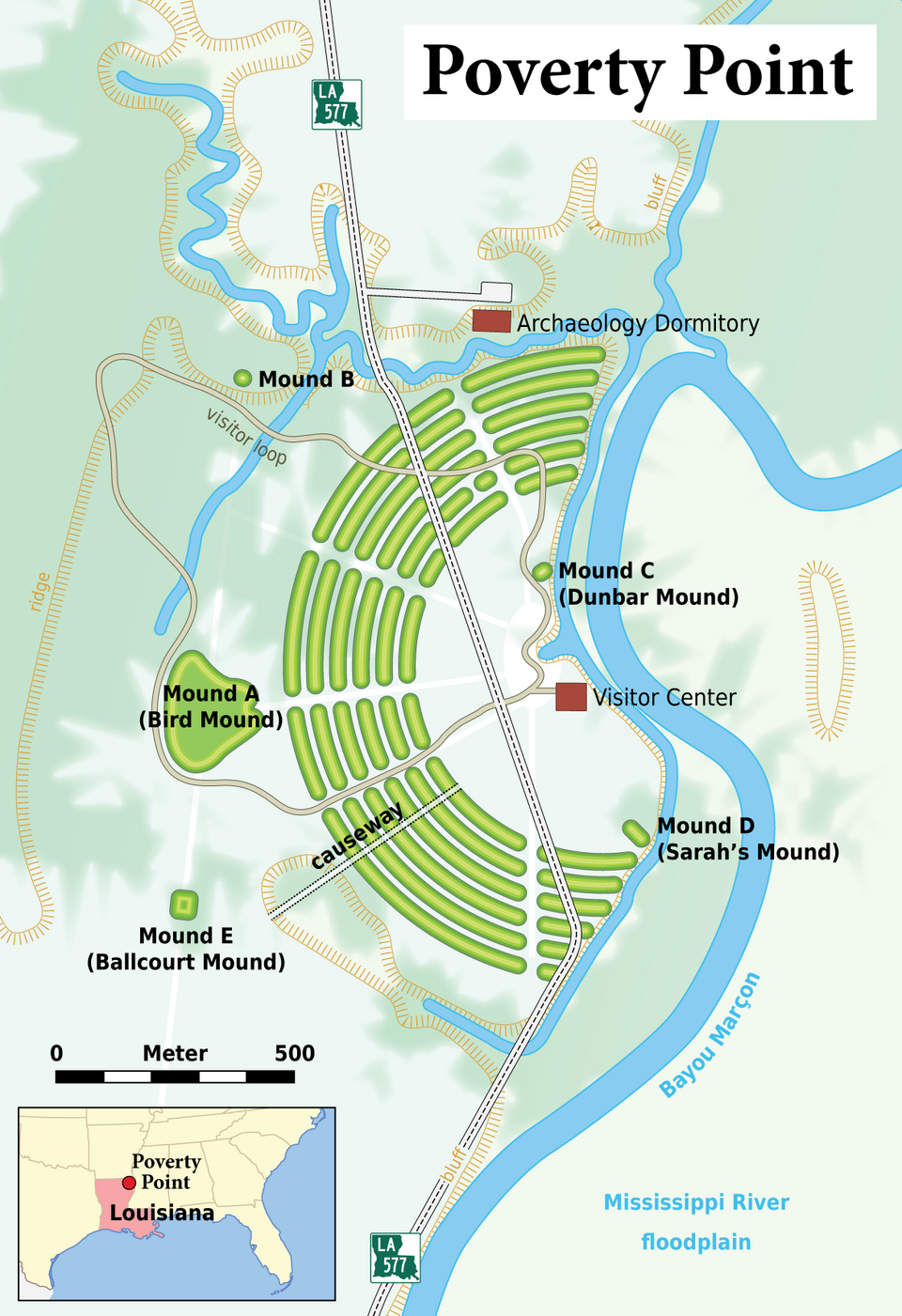 Poverty Point Archaeological Site Map
