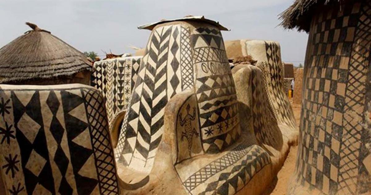 A view inside the painted village of Tiébélé in Burkina Faso.