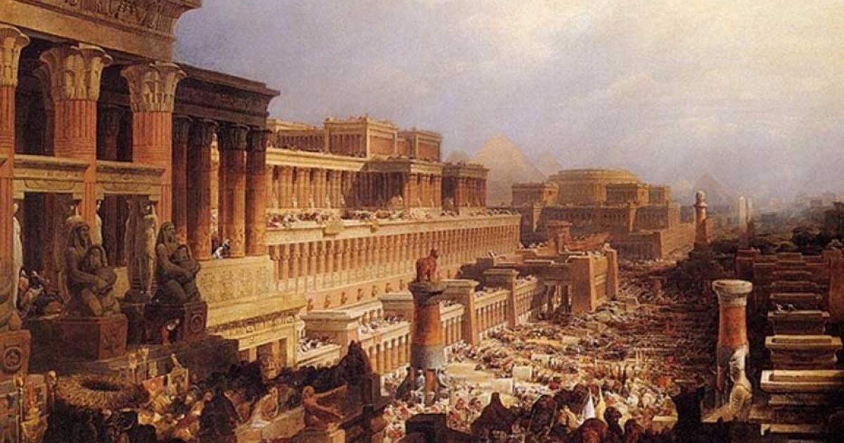 The Israelites Leaving Egypt by David Roberts. Representative of an ancient Egyptian City.