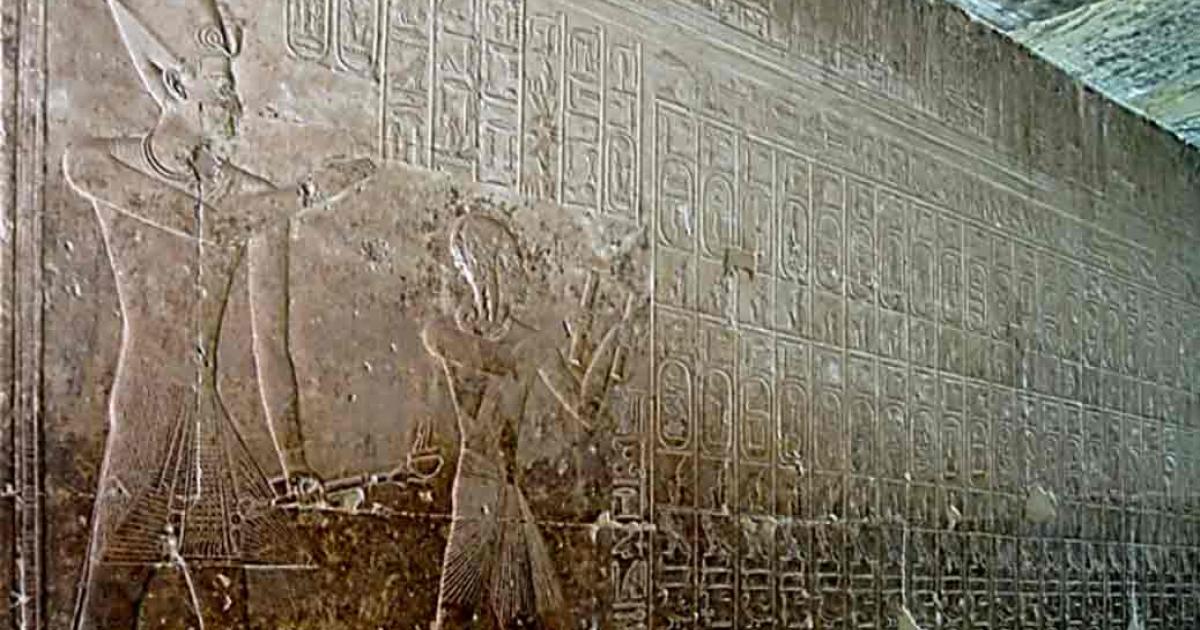 The Abydos Kings list cartouches in the Temple of Seti, Abydos. Source: Olaf Tausch/CC BY 3.0