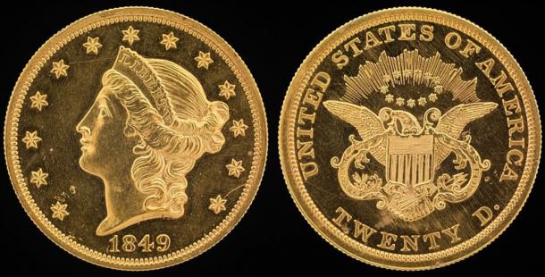 Huge quantities of $20 double eagles were minted as a result of the California gold rush