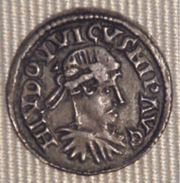 A silver coin showing the Frankish emperor Louis the Pious was found by the metal detectorists. 