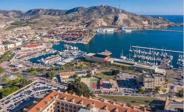 Aerial view of the bay in the city of Cartagena in modern day Spain. (alexkazachok/Adobe Stock)