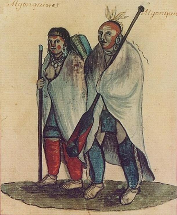 Algonquin couple, 18th-century watercolor. The first Algonquian encountered by the French were the Kitcisìpiriniwak ("Ottawa River Men"; singular: Kitcisìpirini), whose village was located on an island in the Ottawa River; the French called this group La Nation de l'Isle.