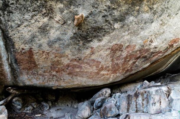 General view of the paintings at Amak'hee 4, in Tanzania