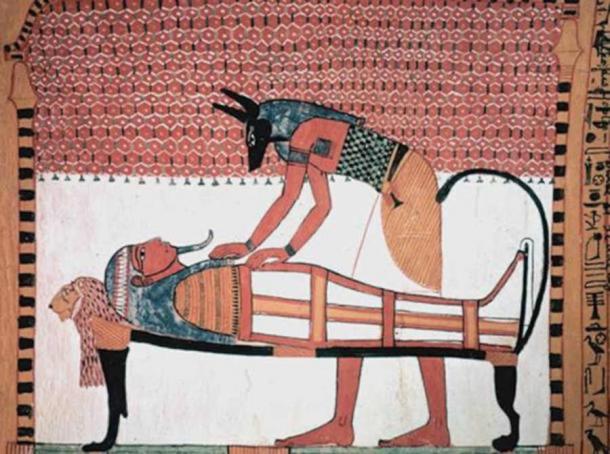 Anubis attending the mummy of the deceased. (Public Domain)