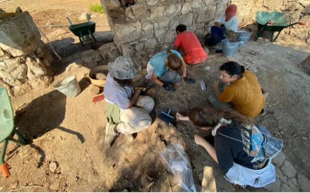 Archaeologists excavating at the Andriake site.