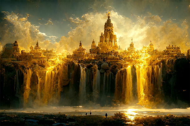 Artistic representation of a fabled lost city of gold. (freehand / Adobe Stock)