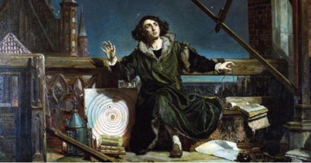 Astronomer Copernicus, or Conversations with God, by Matejko. In background: Frombork Cathedral. 