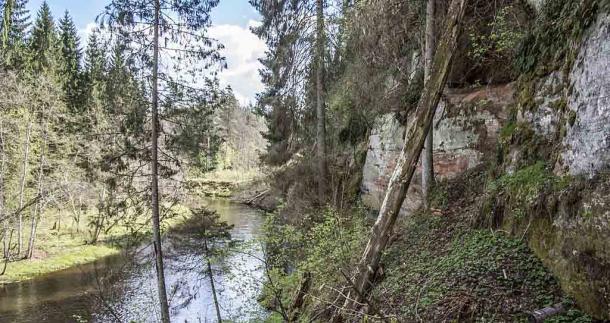 Los petroglifos de Virtaka Cliff se encuentran en acantilados de arenisca a lo largo de la cuenca del río Gauja en Letonia.  (BirdsEyeLV / CC BY-SA 3.0)