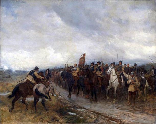‘Cromwell at Dunbar.’ 1886 painting by Andrew Carrick Gow. (Public Domain)