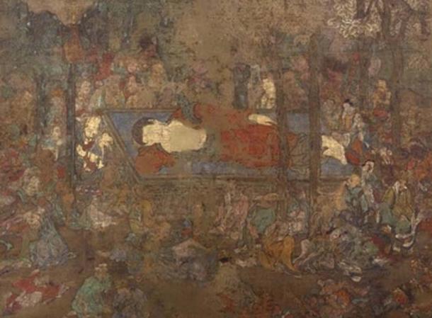 The Death of the Buddha, a hanging scroll painting at the British Museum. Credit: Trustees of the British Museum