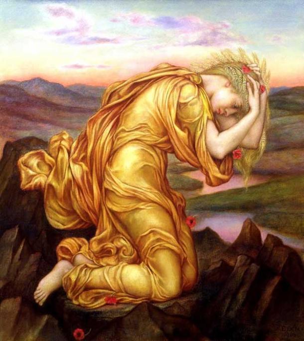 „Demeter Mourning for Persephone” (circa 1906) de Evelyn De Morgan.  (Domeniu public)