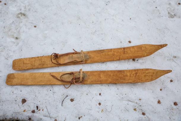 Replica pair of the Digervarden skis. Reconstruction by Kjell Bengtsen. (Espen Finstad / secretsoftheice.com)