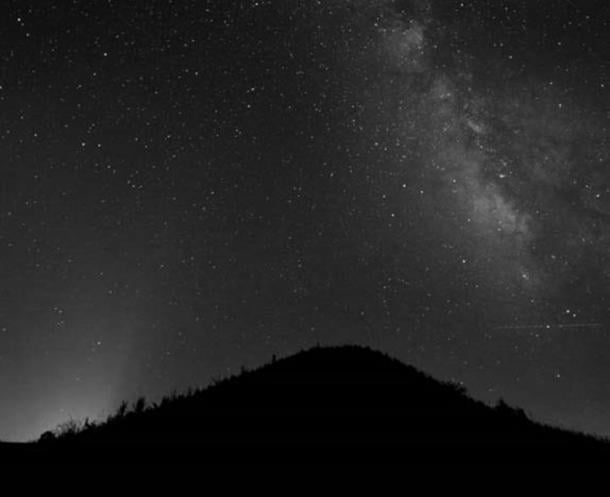 Earth’s Milky Way Galaxy over Mound A at Poverty Point, Louisiana, which was built circa 1400 AD.