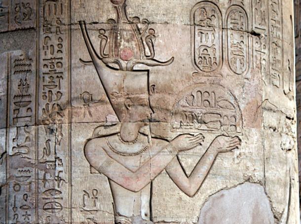 Egyptian King Ptolemy XII Auletes, father to Cleopatra. Temple of Kom Ombo.