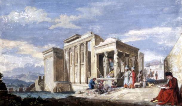 The Erechtheion, the west end of the Temple of Minerva Polias and the Pandrosium on the Acropolis