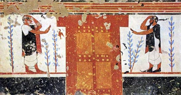 This Etruscan wall painting by an unknown painter from Tomba degli Auguri (circa 530 BC) depicts two augurs and the one on the left is definitely a bird oracle priest. This tomb is located within the necropolis of Monterozzi near Tarquinia, Italy. (Public domain)