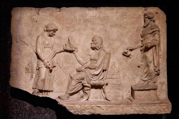 Euripides represented sitting in a relief at the Istanbul Archaeological Museum. (John-Grégoire/Public Domain)