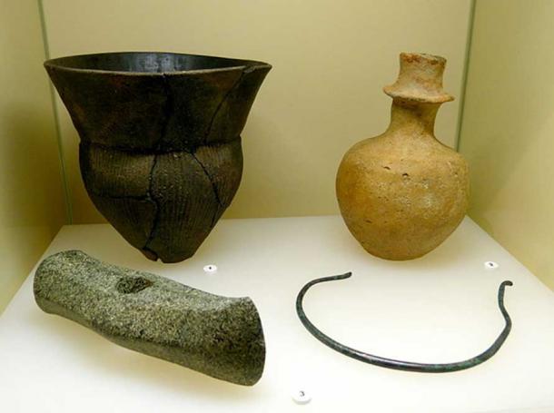 Example of some Stone Age Funnelbeaker culture artifacts at Archaeological Museum of the state of Brandenburg.