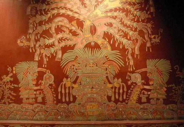 A mural showing what has been identified as the Great Goddess of Teotihuacan.