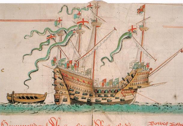 Illustration of the Mary Rose ship to show what it could have looked like. (Anthony Roll / Public domain)