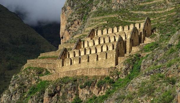 nca storehouses, qullqas, above Ollantaytambo